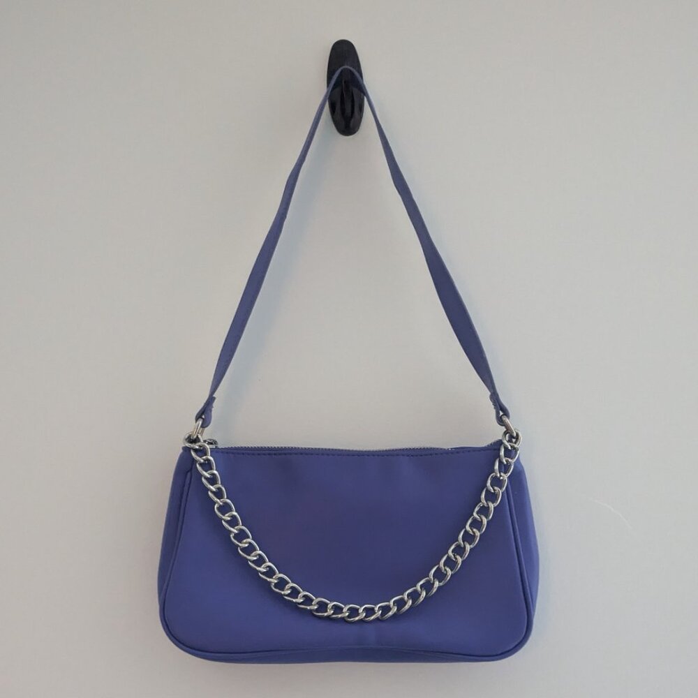 Wild Fable Purple Shoulder Bag Silver Chain Accent Faux Leather Handbag Purse
